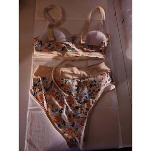 Floral Print Bikini Set Women's‎ Adjustable Straps Swimsuit Beachwear